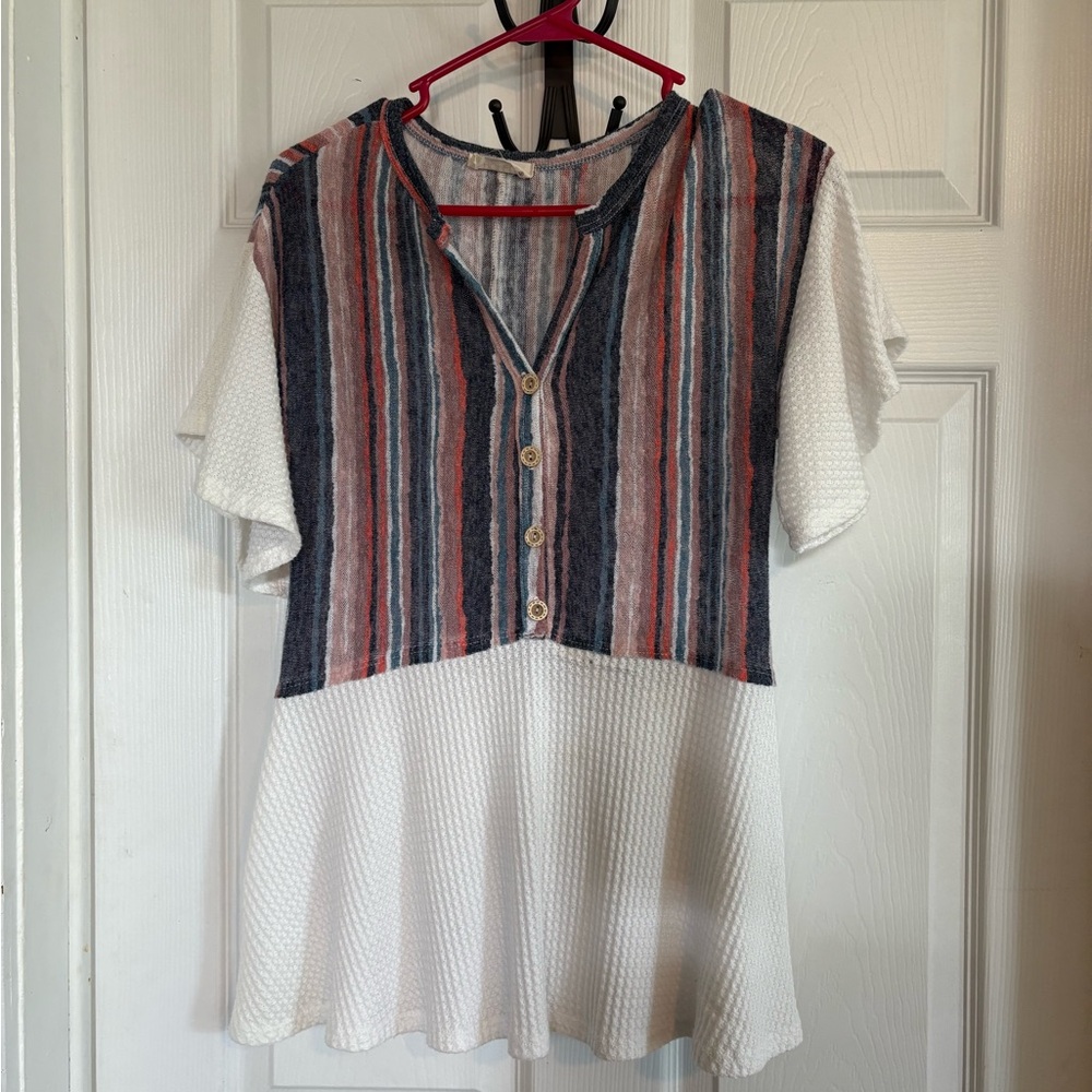 Elegant Striped Button-Up Blouse